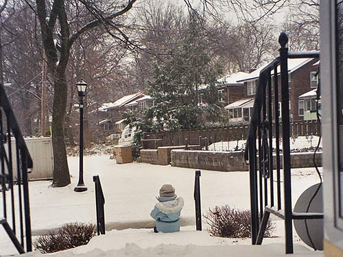 just waiting for dad on the last good sledding day of 2003/2004.
